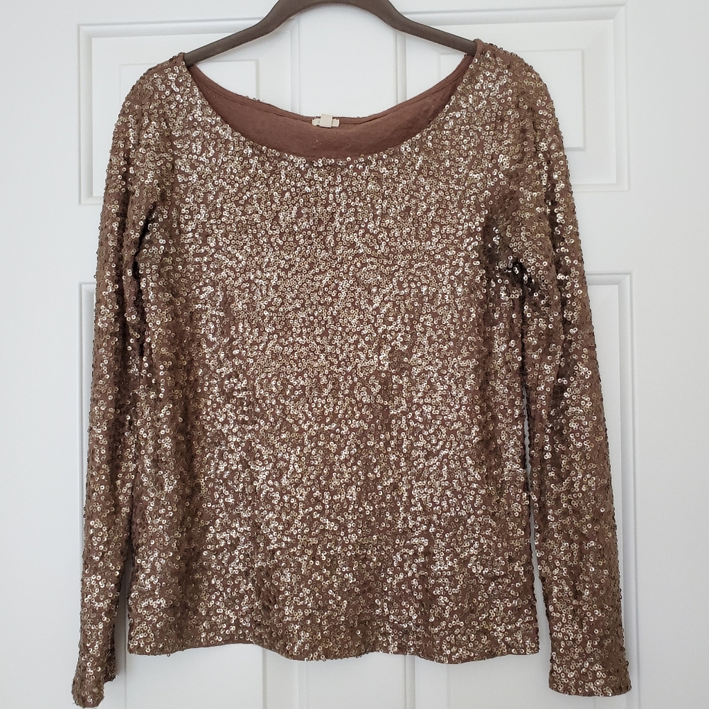 J Crew bronze sequin top